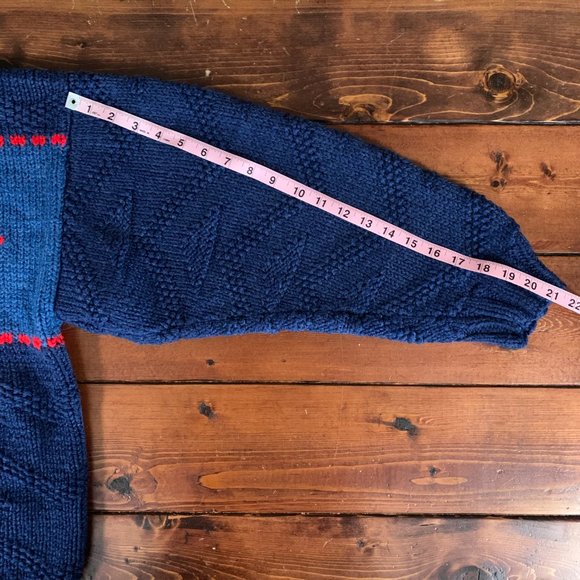 Vintage 90's Chunky Knit Americana Denim Western Mesa Santa Fe Pullover Sweater - Picture 16 of 16